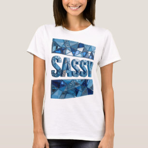 Camiseta Arte de texto 3D SASSY azul crujiente