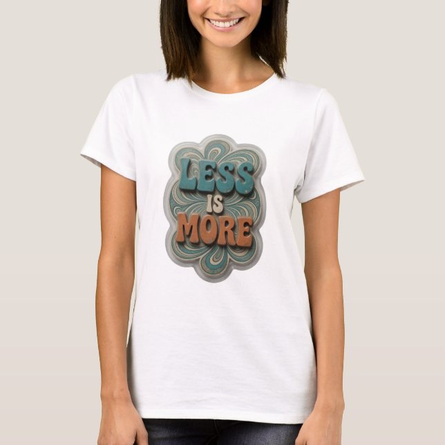 Camiseta Arte de texto 3D Statement Blue LESS IS MORE (Anverso)