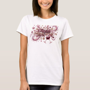 Camiseta Arte de texto 3D Trendy Pink VIVE RÍE BEBE VINO