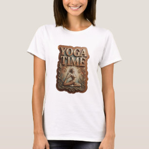 Camiseta Arte de texto 3D 'YOGA TIME' dorado con estilo