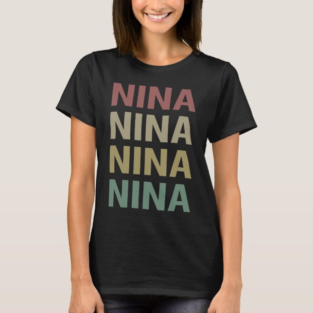Camiseta Arte de texto colorido - Nina Name (Anverso)