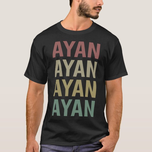 Camiseta Arte de texto colorido - Nombre Ayan (Anverso)