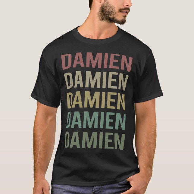 Camiseta Arte de texto colorido - Nombre Damien (Anverso)