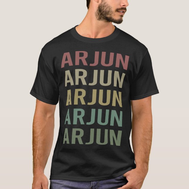Camiseta Arte de texto colorido - Nombre de arjun (Anverso)