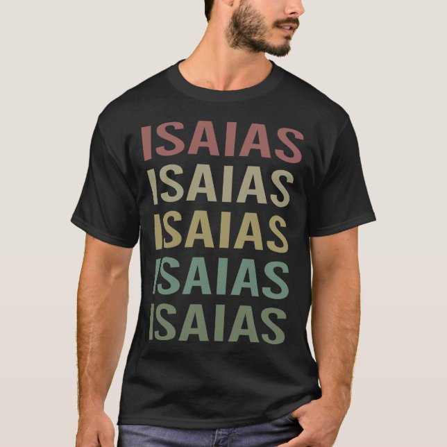 Camiseta Arte de texto colorido - Nombre de Isaias (Anverso)