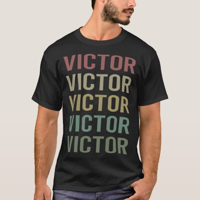 Camiseta Arte de texto colorido - Nombre de Victor (Anverso)