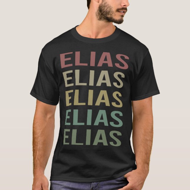 Camiseta Arte de texto colorido - Nombre Elias (Anverso)