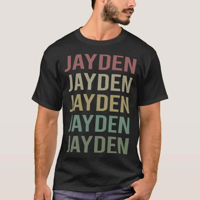 Camiseta Arte de texto colorido - Nombre Jayden (Anverso)