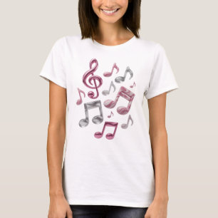 Camiseta Arte de texto en 3D Bold Silver MUSIC IN PINK AND