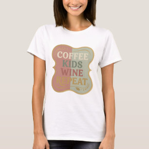 Camiseta Arte de texto en 3D Café Niños Vino Clásico Dorado