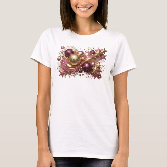 Camiseta Arte de texto en 3D Chic Rojo CHRISTMAS MAGIC (Anverso)