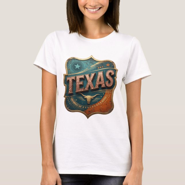 Camiseta Arte de texto en 3D Cool Gold TEXAS (Anverso)
