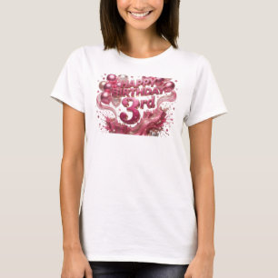 Camiseta Arte de texto en 3D Cumpleaños Feliz CLÁSICO ROJO
