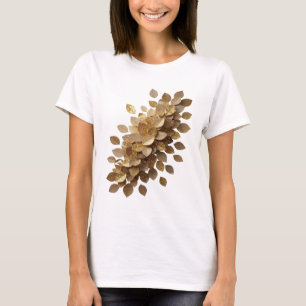 Camiseta Arte de texto en 3D de oro clásico HOJAS DORADAS