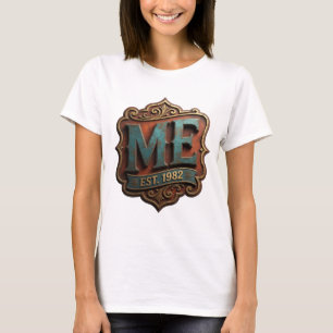 Camiseta Arte de texto en 3D ME EST 1982 de oro hermoso