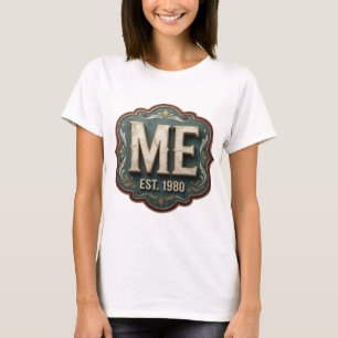 Camiseta Arte de texto en 3D Vibrante Dorado ME EST 1980