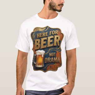 Camiseta Arte de texto ingenioso AQUÍ POR CERVEZA NO POR DR