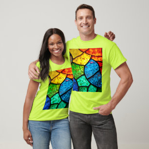 Camiseta Arte de textura de vidrio emplomado de tonos joya