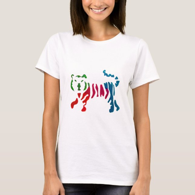 Camiseta Arte de tigre de rayas arcoiris (Anverso)