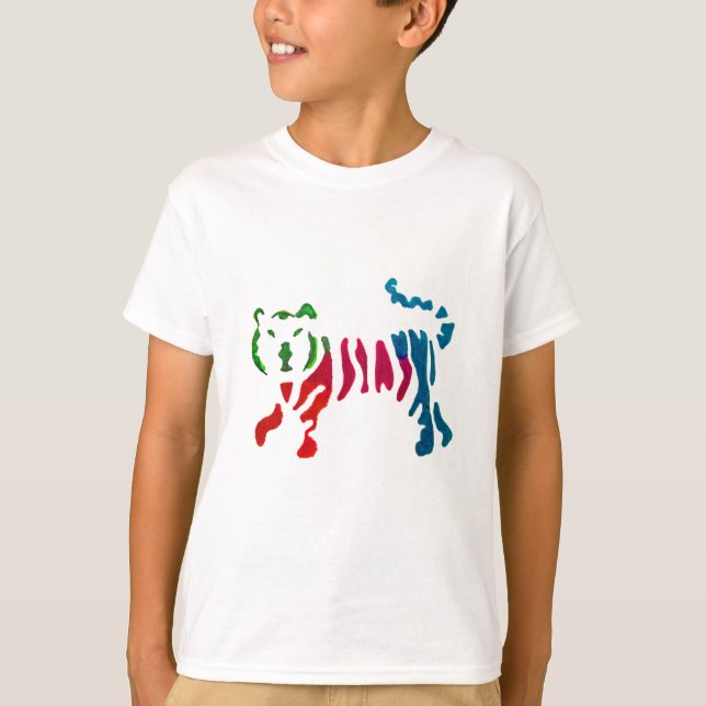 Camiseta Arte de tigre de rayas arcoiris (Anverso)