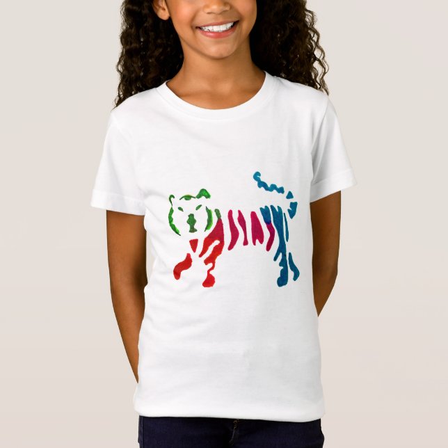 Camiseta Arte de tigre de rayas arcoiris (Anverso)