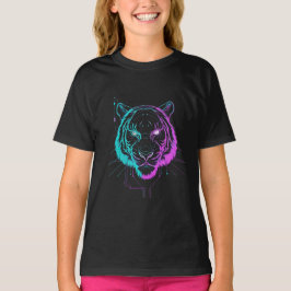 Camiseta Arte de tigre digital neón