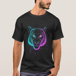 Camiseta Arte de tigre digital neón