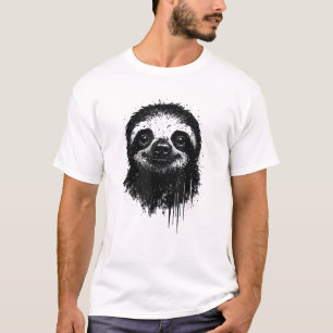 Camiseta Arte de tinta de perezoso grunge selva vida silves