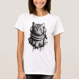 Camiseta Arte de tinta para gato astronauta