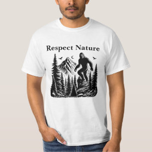 Camiseta Arte de Tinta Yeti Bigfoot Respetar la Naturaleza