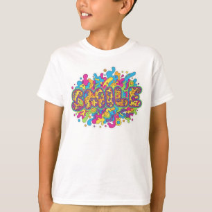Camiseta Arte de tipografía psicodélica colorida SONRISA