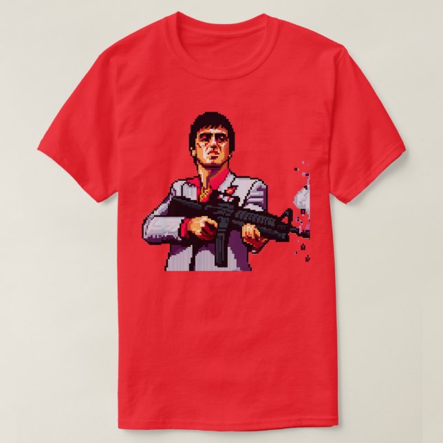 Camiseta Arte de Tony Montana de 8 bits (Diseño del anverso)