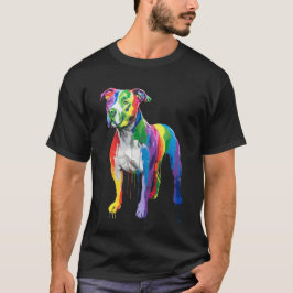 Camiseta Arte de toros arcoiris - Perro artístico vibrante
