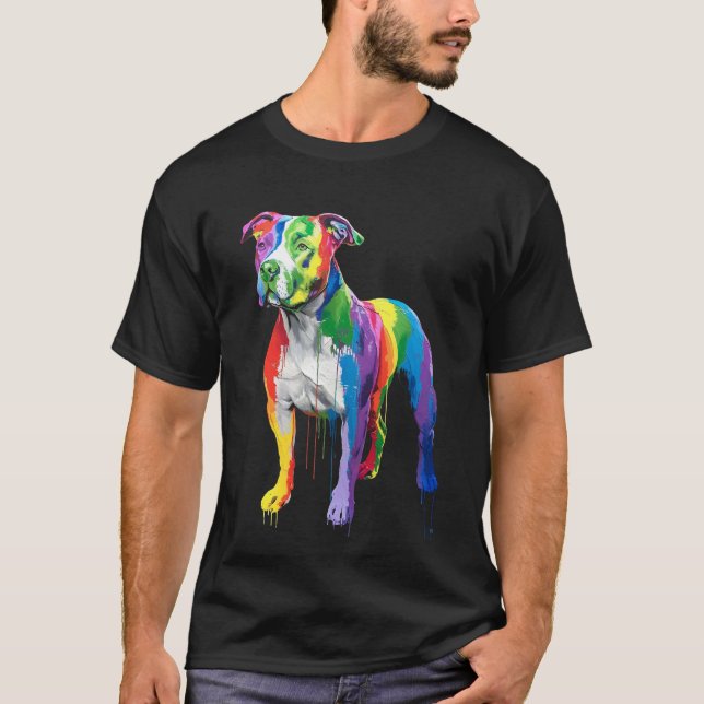Camiseta Arte de toros arcoiris - Perro artístico vibrante (Anverso)