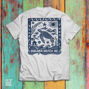 Camiseta Arte de Tortuga Marina de Holden Beach NC