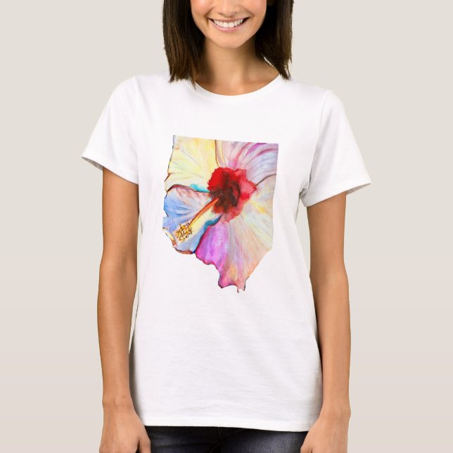 Camiseta Arte de tulipanes color agua rosa (Anverso)
