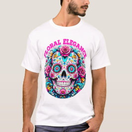 Camiseta Arte de un cráneo de azúcar con elegantes patrones