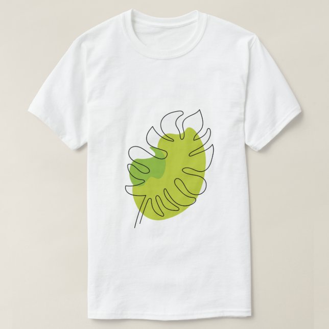 Camiseta Arte de una sola línea tropical aislado follaje (Diseño del anverso)