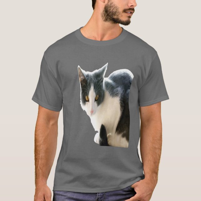 Camiseta Arte De Vector De Gatos De Tuxedo Gris Y Blanco (Anverso)