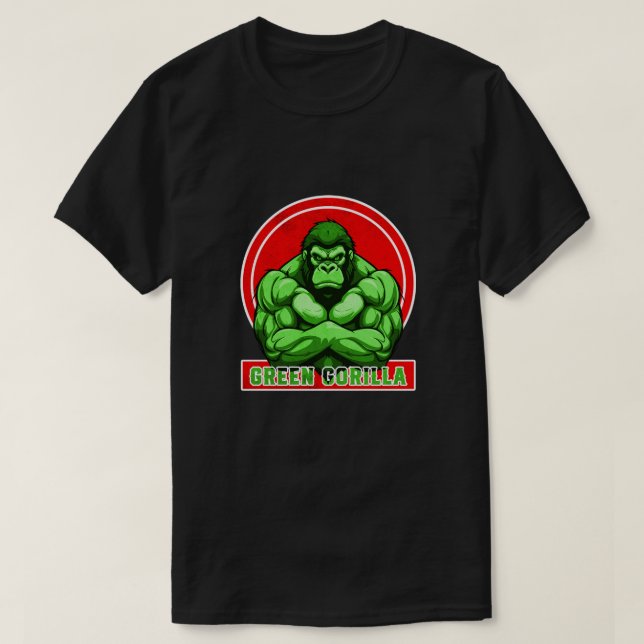 Camiseta Arte de vectores de gorila verde (Diseño del anverso)