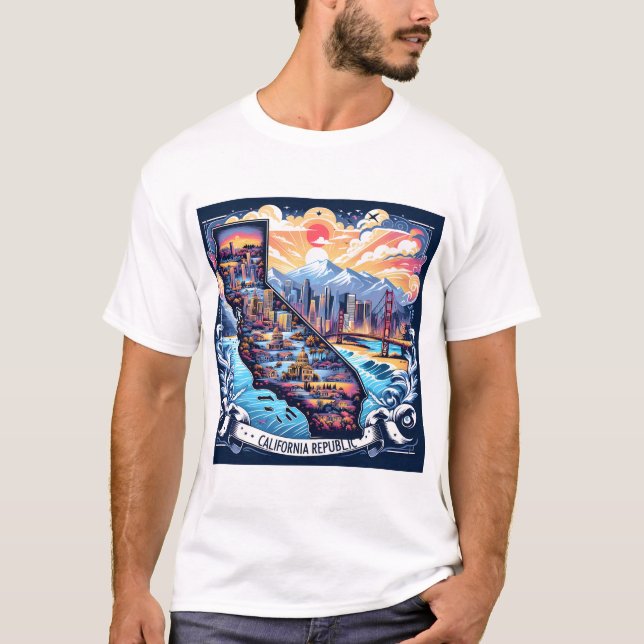 Camiseta Arte de vectores de mapas de California (Anverso)