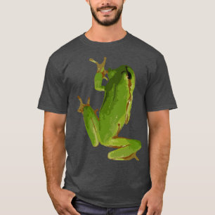 Camiseta Arte de vectores de rana de árbol verde de escalad