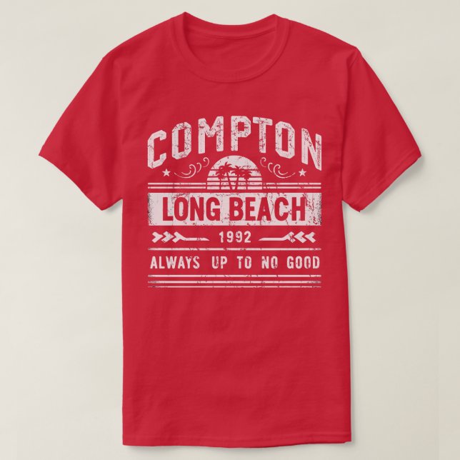 Camiseta Arte De Ventilador De Hip Retro De Compton Long Be (Diseño del anverso)