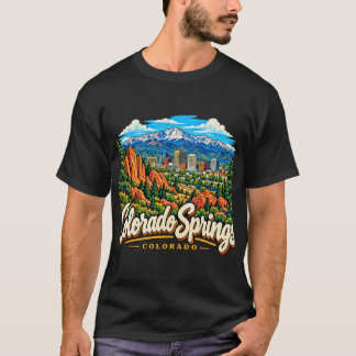 Camiseta Arte de viaje de Colorado Springs Colorado dibujad