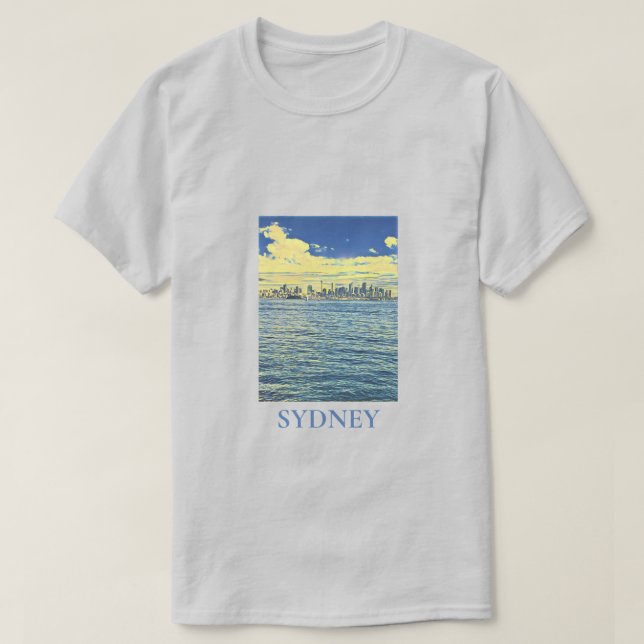 Camiseta arte de viaje de la silueta de Sydney Harbour (Diseño del anverso)