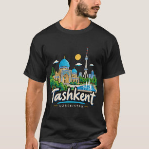 Camiseta Arte de viaje del Tashkent dibujado a mano Uzbekis