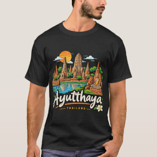 Camiseta Arte de viaje dibujado a mano Ayutthaya Tailandia