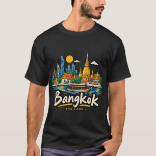 Camiseta Arte de viaje dibujado a mano de Bangkok Tailandia