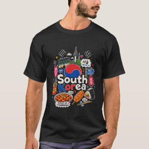 Camiseta Arte de viaje dibujado a mano de Corea del Sur