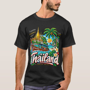 Camiseta Arte de viaje dibujado a mano de monumentos de Tai